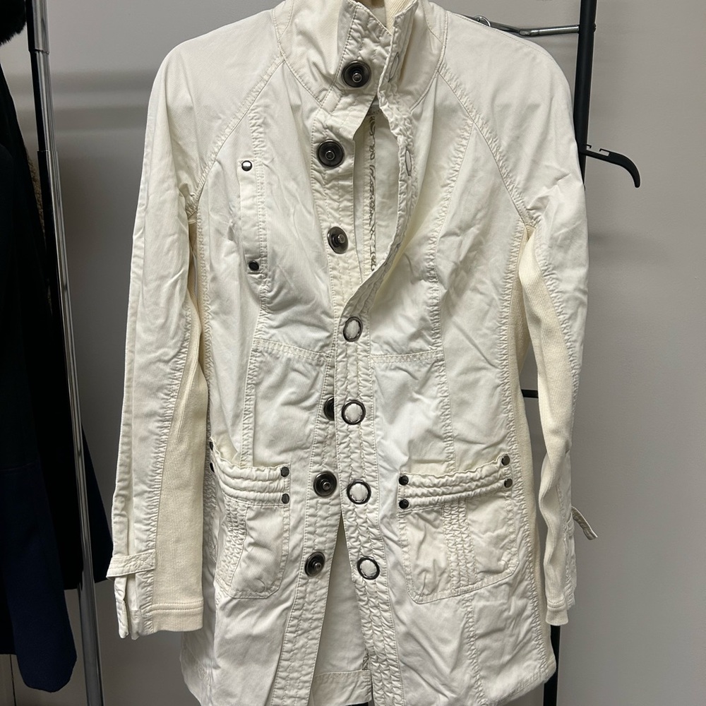 Vintage Free People White Button-Up Jacket